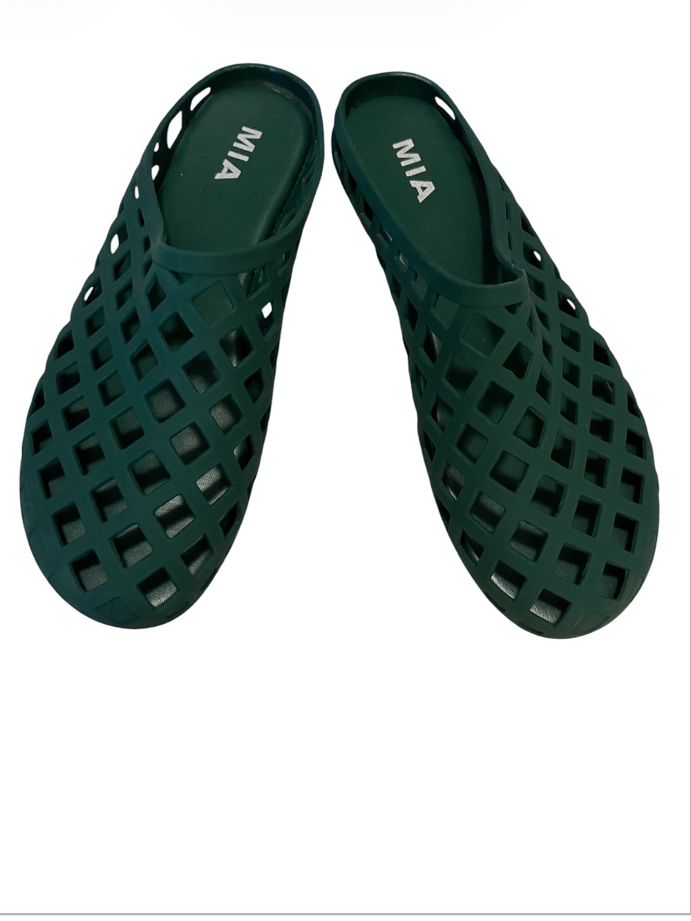 MIA Forest Green Lattice Slip-On Jelly Fisherman Mule Slide Sandals Sz 9
